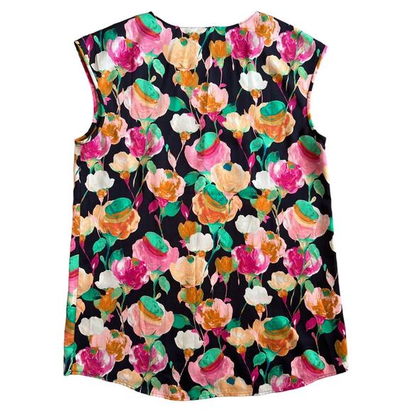 J.Crew Multicolor Floral Cap Sleeve Scoop Neck Blouse, US4 - Picture 4 of 6